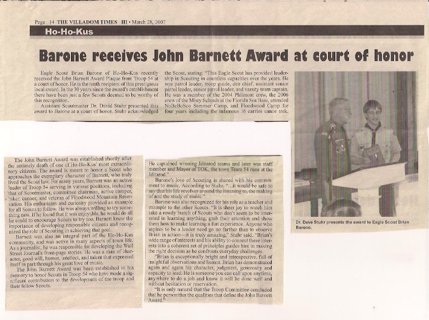 Barnett Award 2007 - Brian Barone