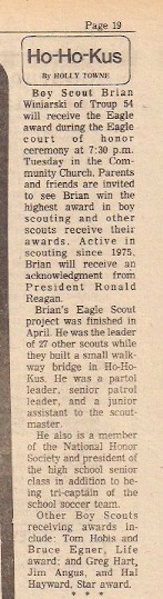 Brian Winiarski - 1981 - Eagle Scout